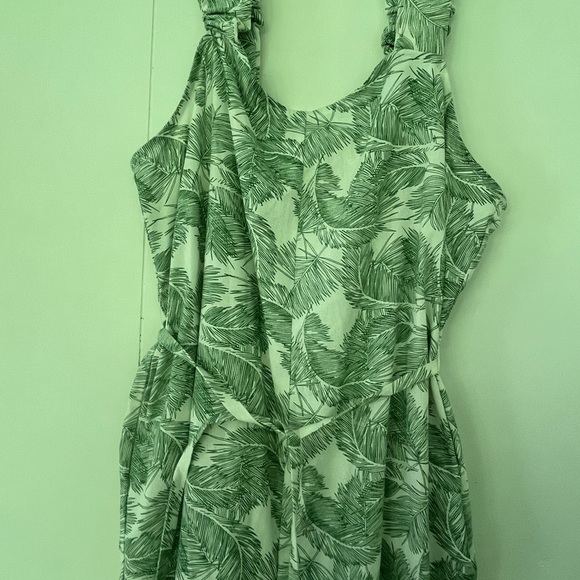 P. Cill Island In The Sun Linen Viscose Jumpsuit Green Leaf Print Size XL - Picture 7 of 16